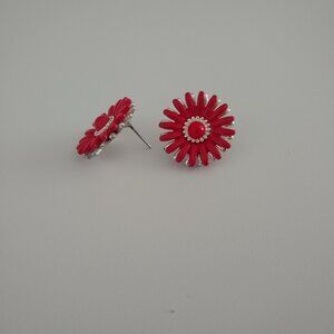 Red flower earrings